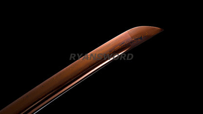 53"Folded Steel Nodachi Japanese Long Sword Reddish Black Blade