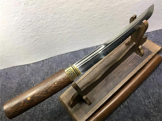 Rosewood Tanto Japanese Short Sword T10  Steel Clay Tempered Razor Sharp