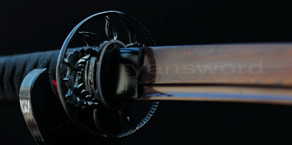 Damascus Blade with Red Folded Pattern Japanese samurai katana sword full tang