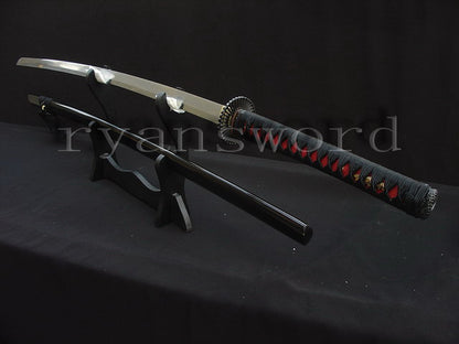 Katana 1095 High Carbon Steel silver plated tsuba full tang sharp battle ready blade