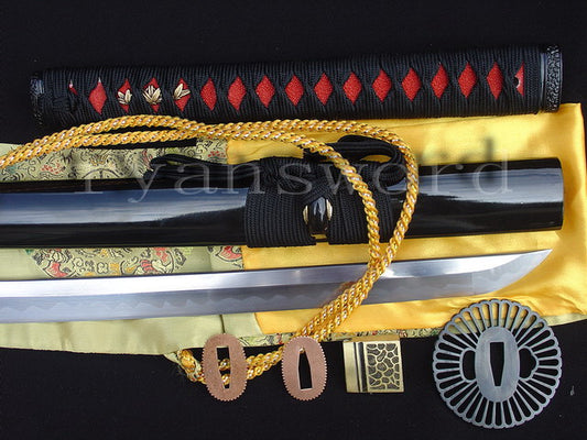 Katana 1095 High Carbon Steel silver plated tsuba full tang sharp battle ready blade
