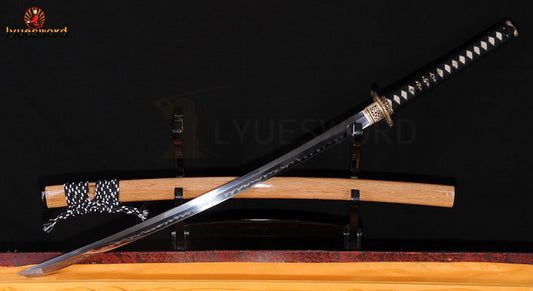Authentic Katana swords full tang iron suba T10 steel clay tempered full wrap rayskin saya